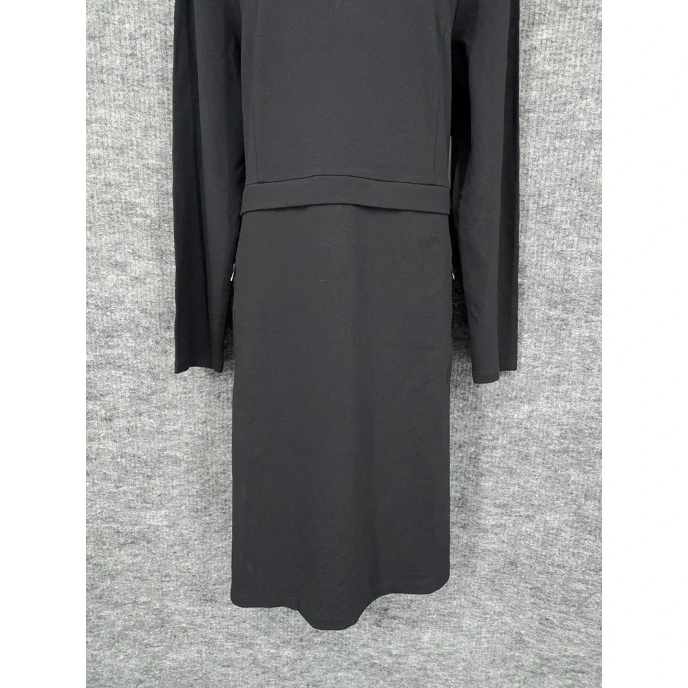Athleta Ponte Wanderer Dress Womens XL Black Long Sleeve Sheath Zip Pockets
